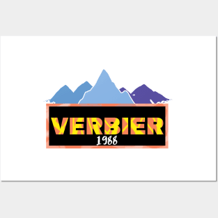 Verbier ski mountains 1988 vintage retro 80's Posters and Art